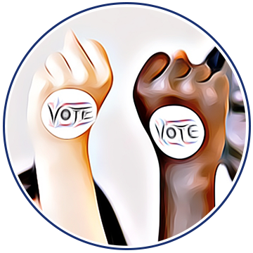 Illustration of voting stickers placed on wrists.