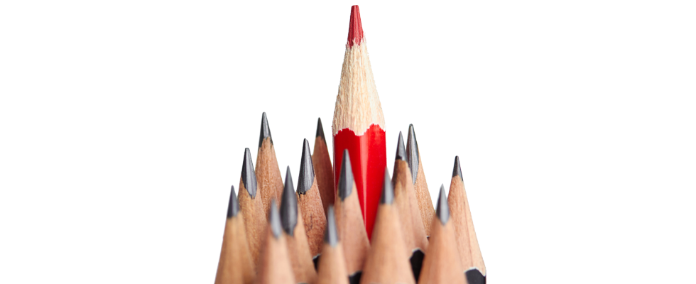 Stock image of a red markup pencil.